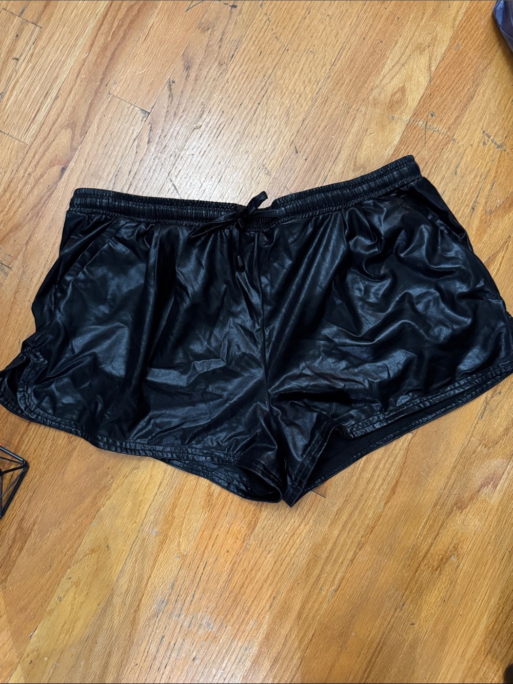 Women’s Black Satin-Look Athletic Shorts